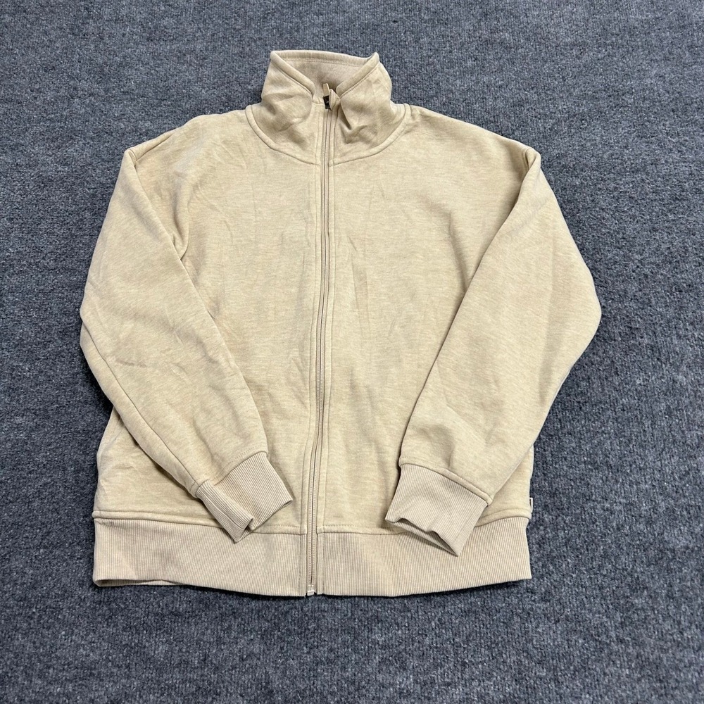 Mondetta Zip Up Sweatshirt Womens Size S Beige Viscose Blend Mock Neck Athletic